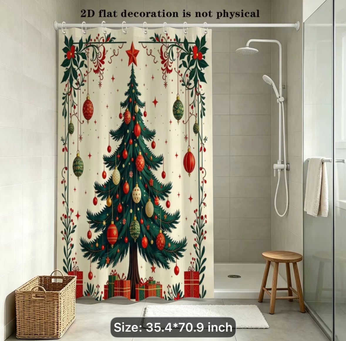 NEW: Christmas Tree Shower Stall Curtain
