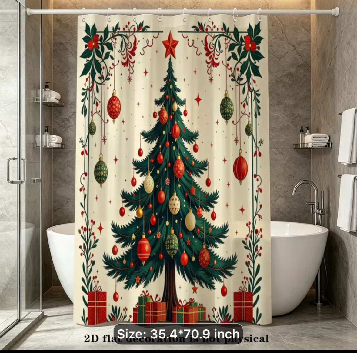 NEW: Christmas Tree Shower Stall Curtain - photo 3