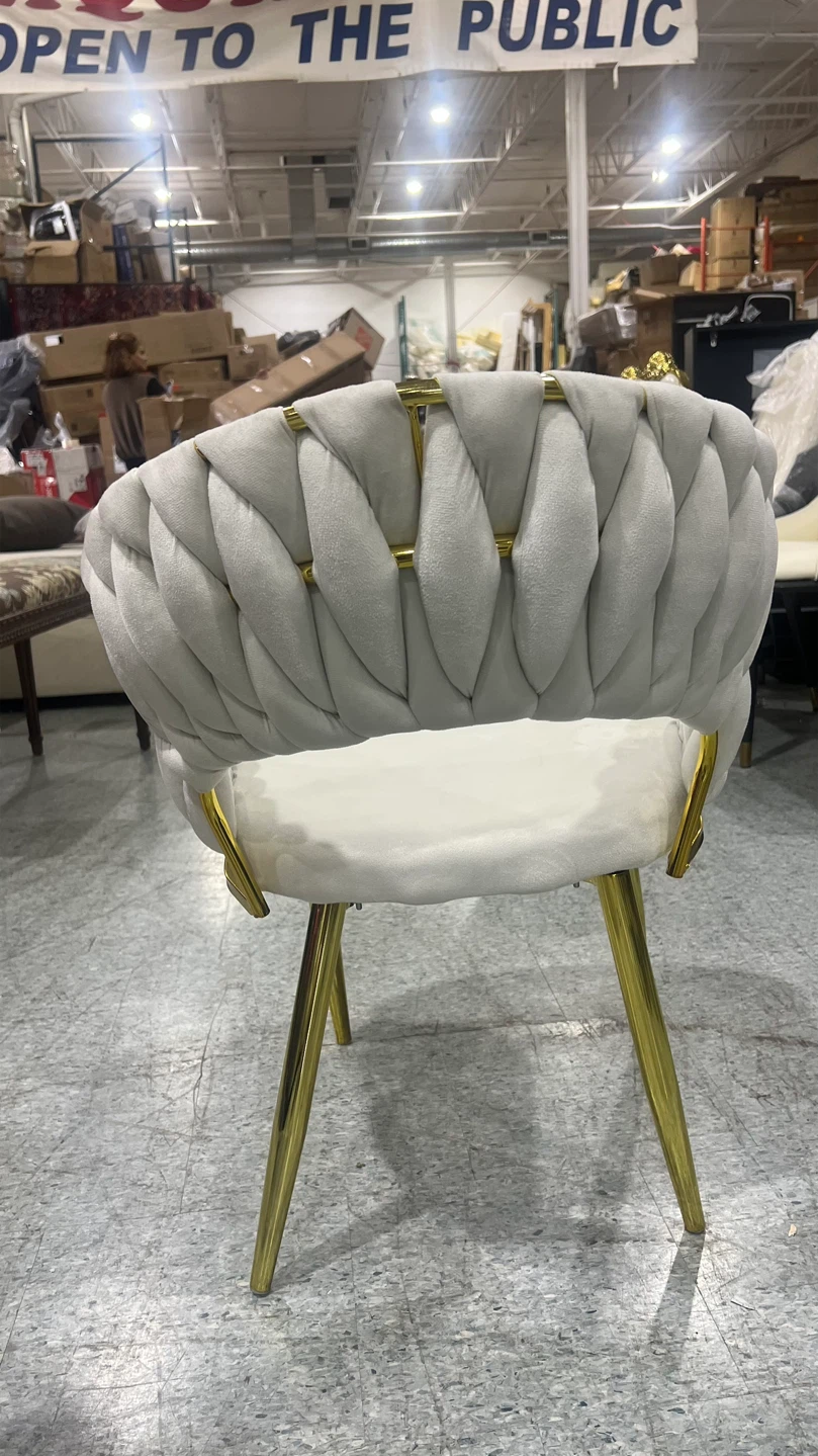 Cream Upholstered Accent Chair with Gold Legs - photo 4