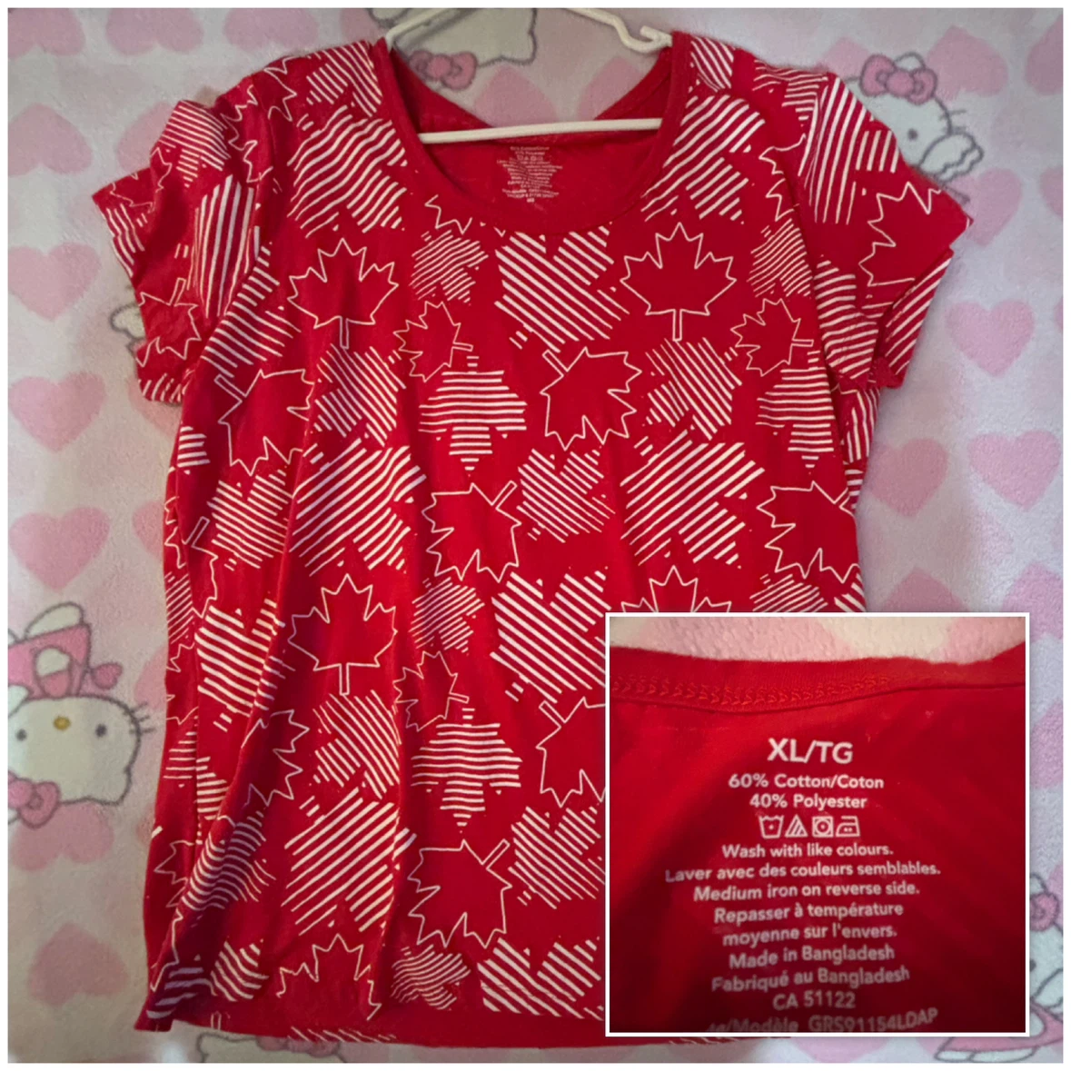 Red Canadian Maple Leaf Print T-Shirt - *Size Women XL*