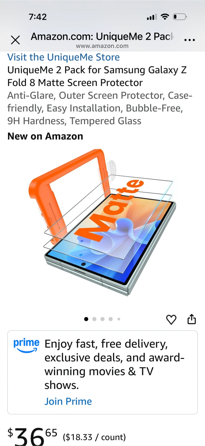 UniqueMe Matte Screen Protector for Samsung Galaxy Z Fold 8