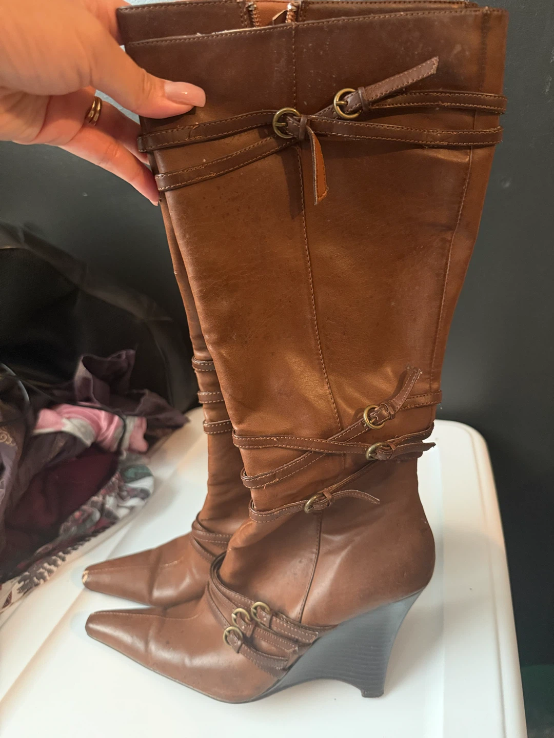 Brown Wedge Boots