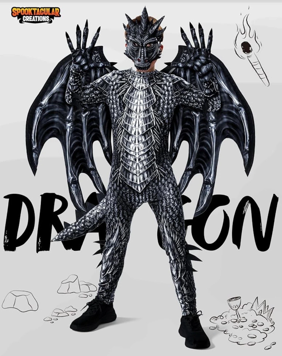 Cool Kids Dragon Costume - 10/12yr