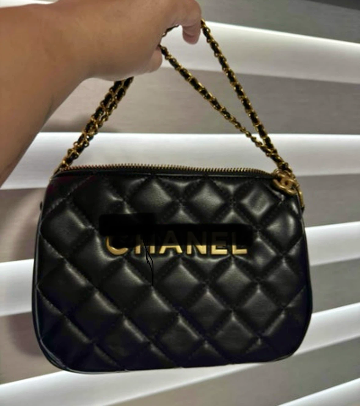 Black Leather Quilted Purse