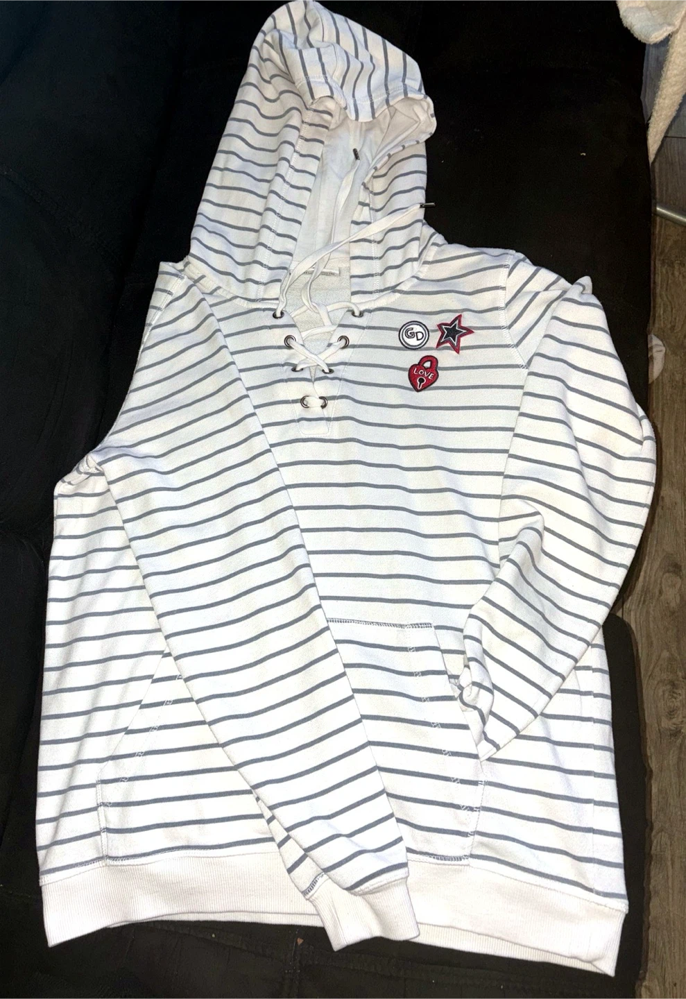 Striped Lace-up Hoodie - photo 3