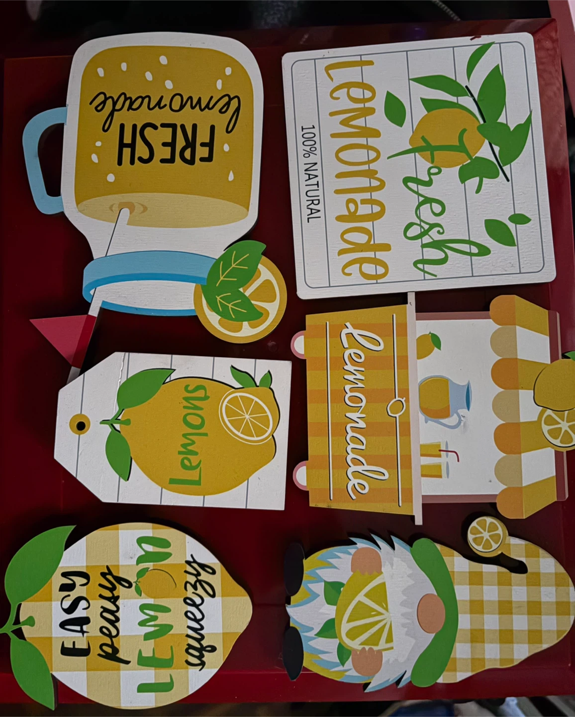 Lemonade Themed Wooden Tiered Tray Decor