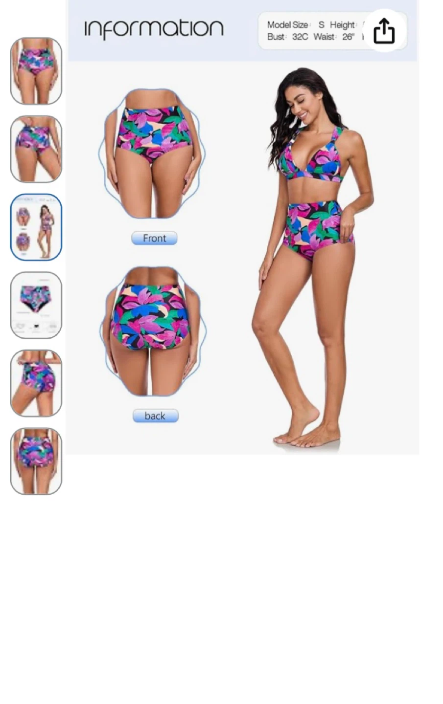 New Relleciga Floral High-Waisted Bikini Set - Small