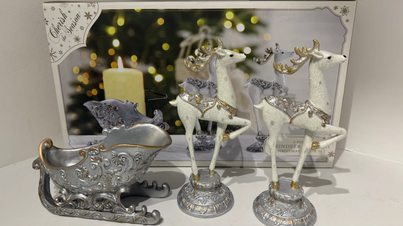 Cherish the Season 3-Piece Reindeer and Sleigh Decor Set