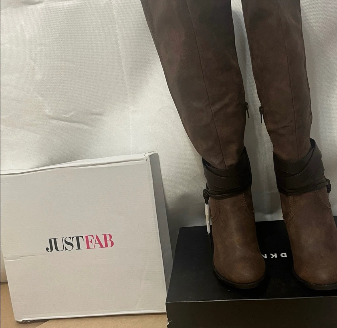 JustFab Dark Brown Over-the-Knee Buckle Strap Boots - photo 2