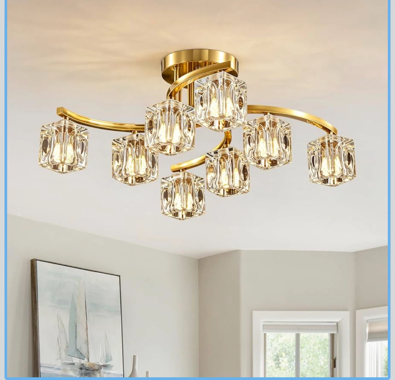 8-Light Semi Flush Mount Ceiling Light