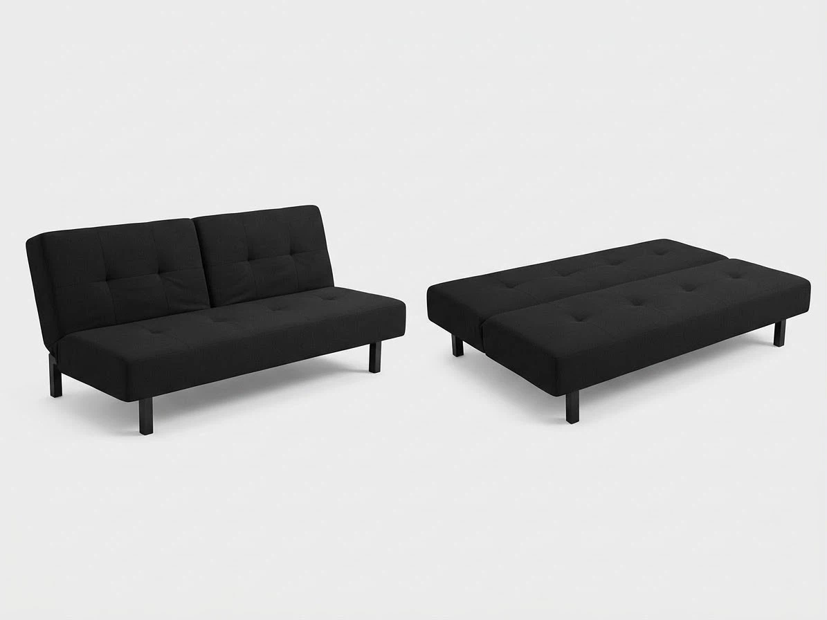 Modern Black Fabric Futon Sofa Bed