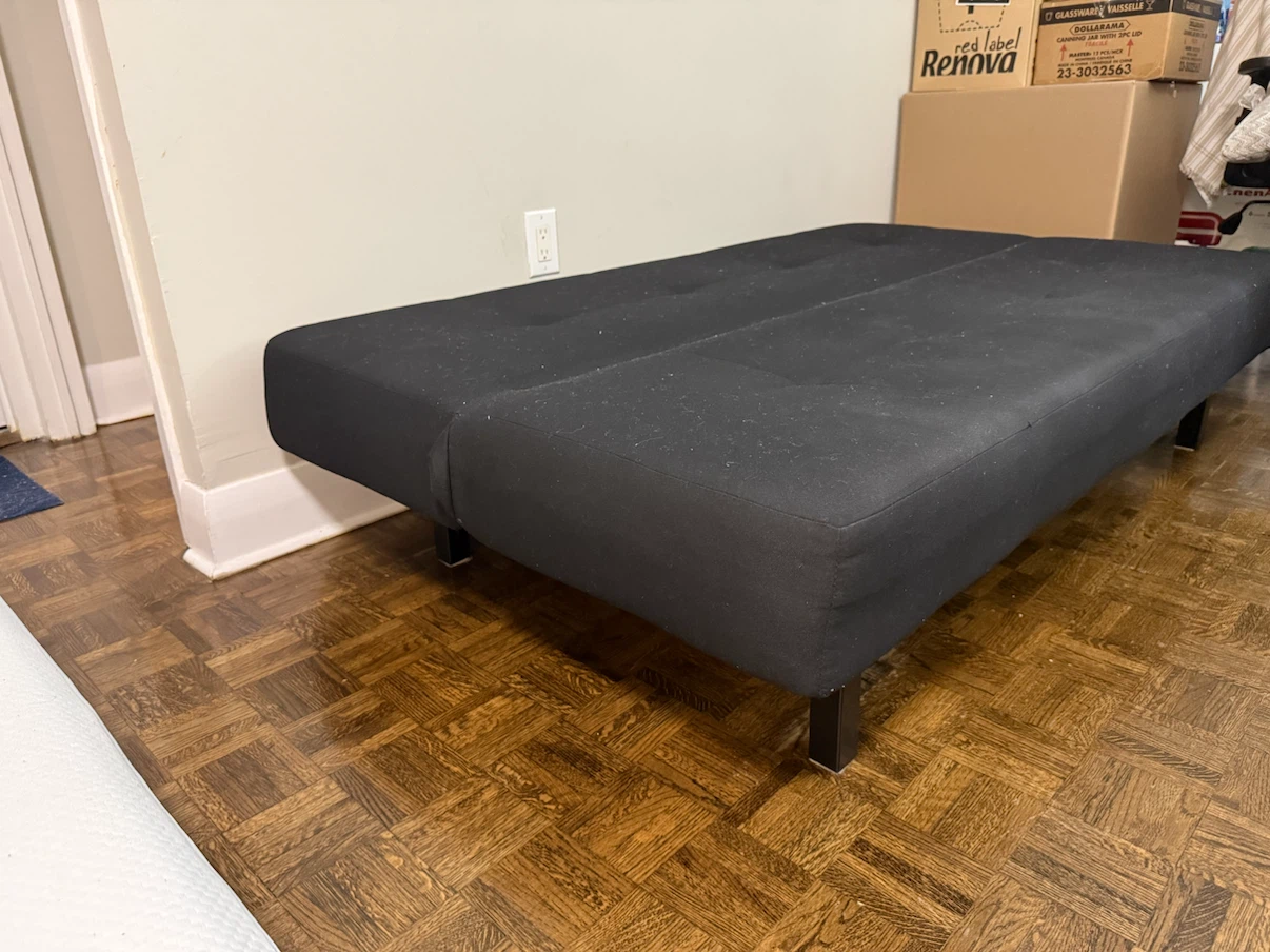 Modern Black Fabric Futon Sofa Bed - photo 2