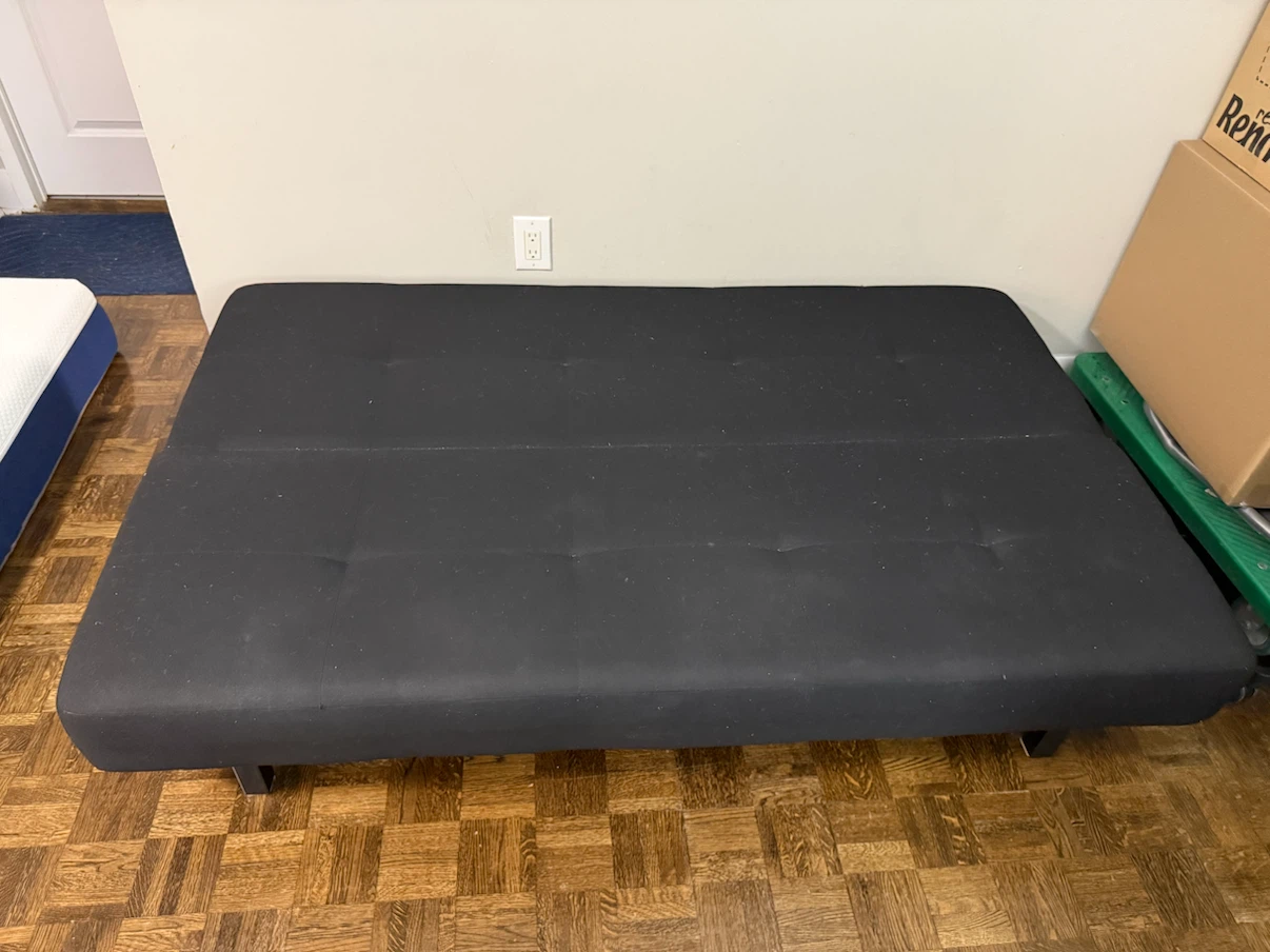 Modern Black Fabric Futon Sofa Bed - photo 3