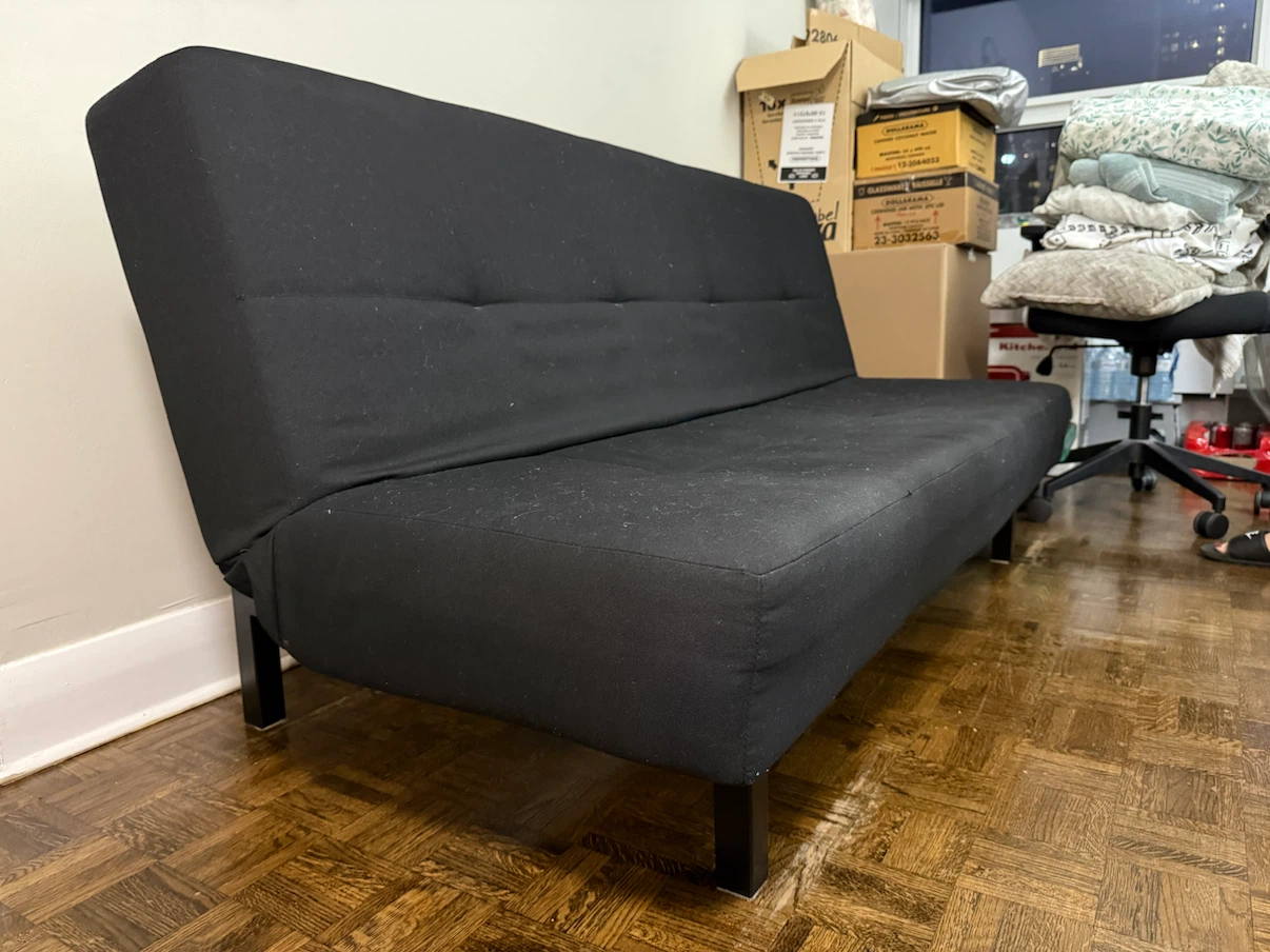 Modern Black Fabric Futon Sofa Bed - photo 4