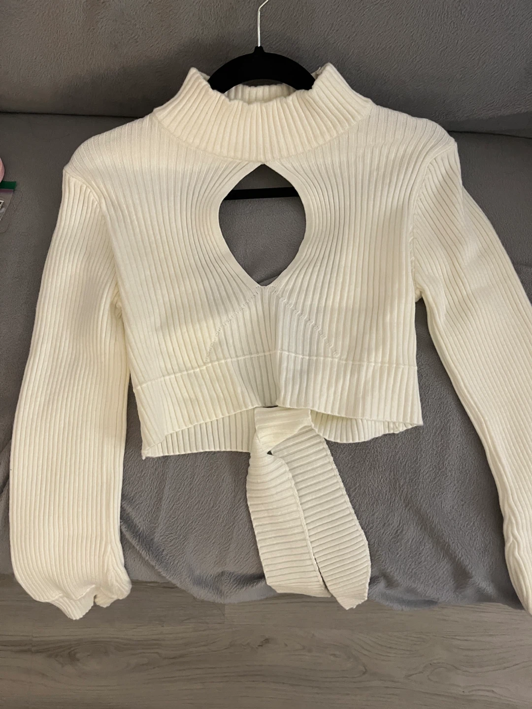 Ribbed Tie-Back Cropped Sweater - photo 3