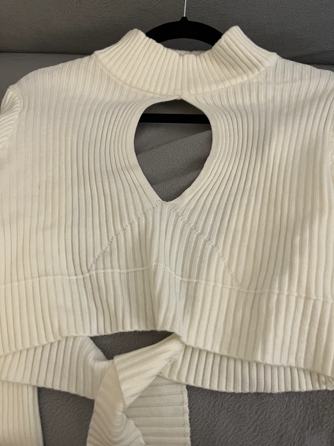 Ribbed Tie-Back Cropped Sweater - photo 5