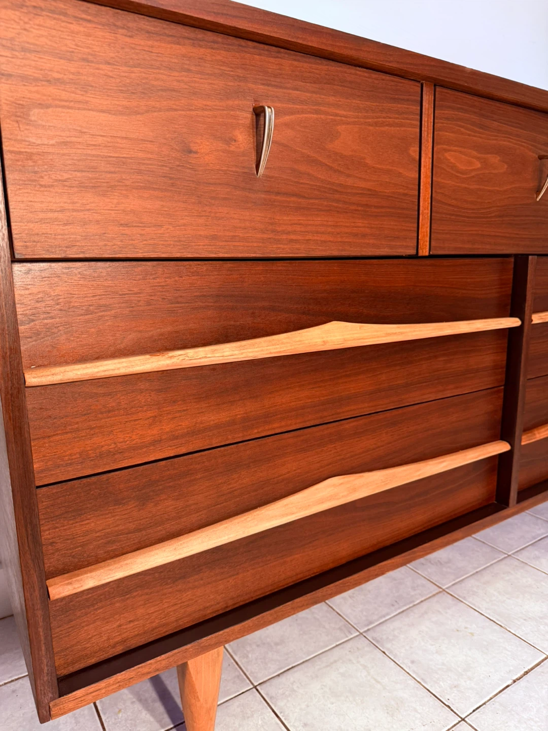 Restored Vintage MCM Walnut Dresser - photo 2