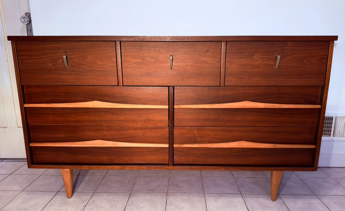 Restored Vintage MCM Walnut Dresser - photo 3