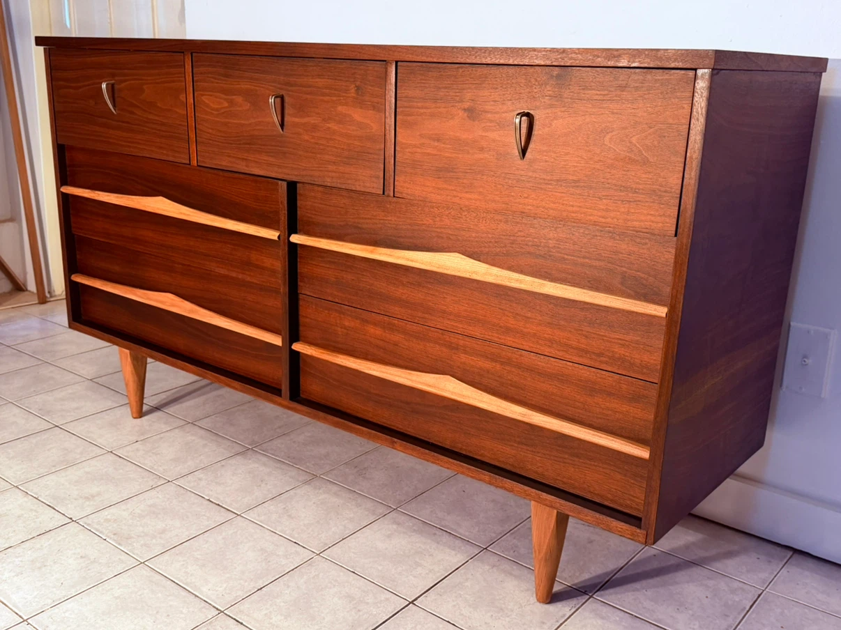 Restored Vintage MCM Walnut Dresser - photo 4