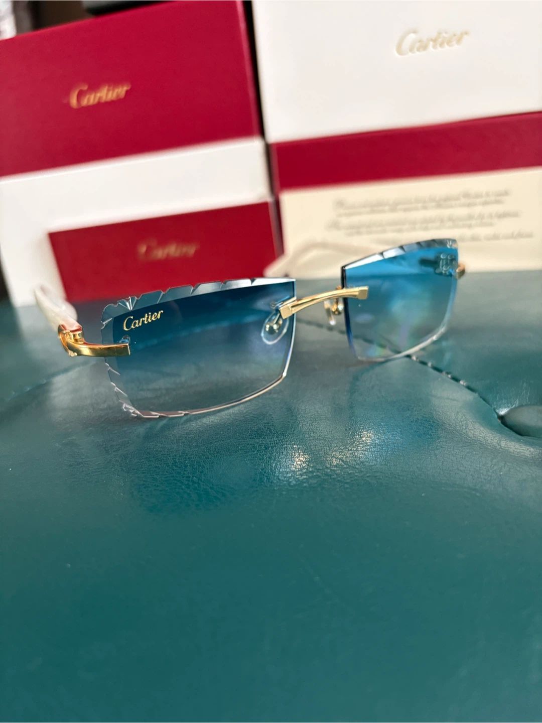 Cartier Blue Diamond Cut Glasses