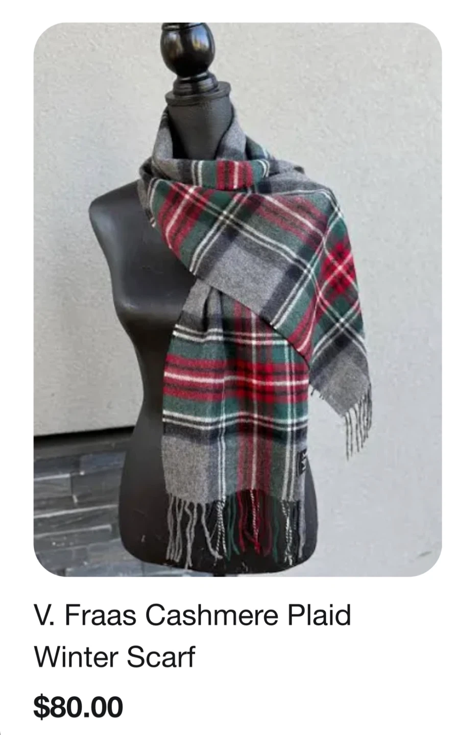 Men’s NEW, V. Fraas Plaid Wool Scarf - photo 3