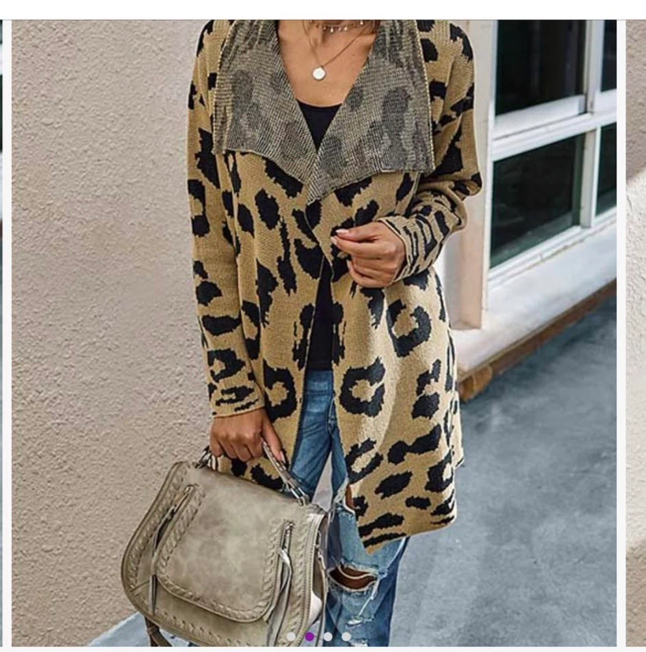 Supreme Fashion Beige Leopard Cardigan