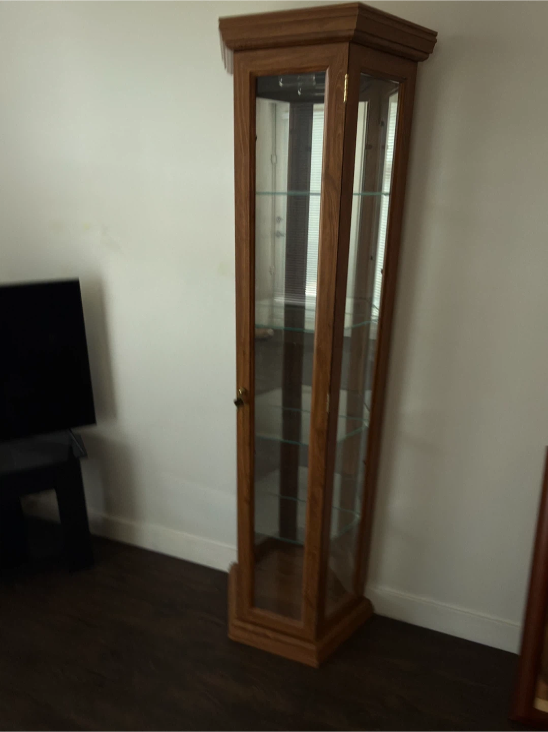 Tall Wooden Corner Display Cabinet - photo 2
