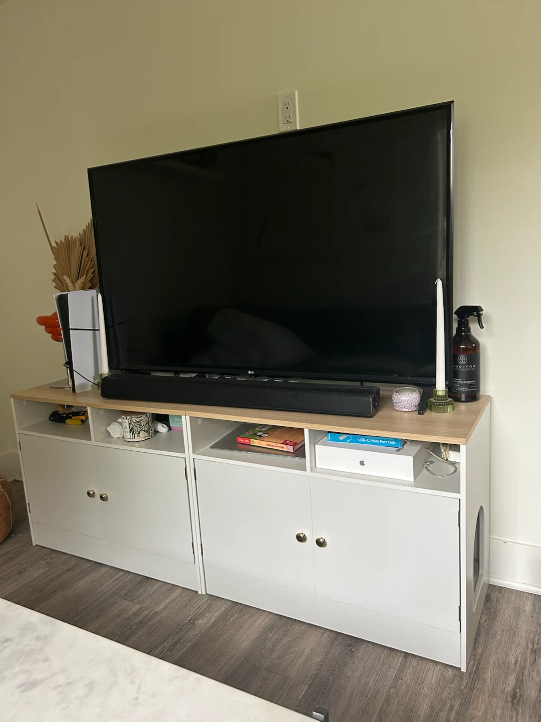 White Cat Litter Box Enclosure and TV Stand X 2