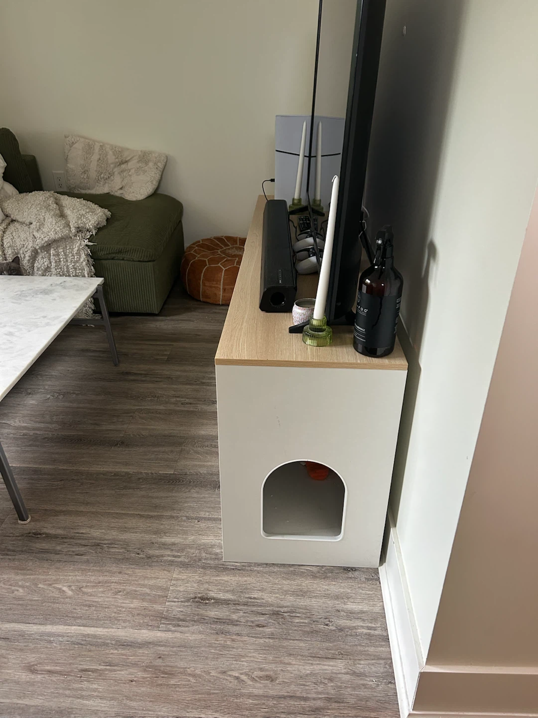 White Cat Litter Box Enclosure and TV Stand X 2 - photo 2