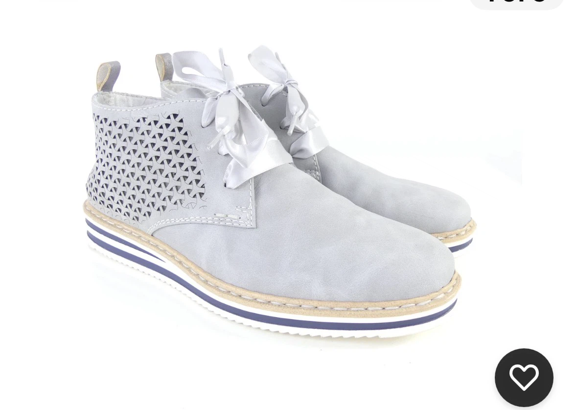 Rieker grey cut-out lace-up shoes