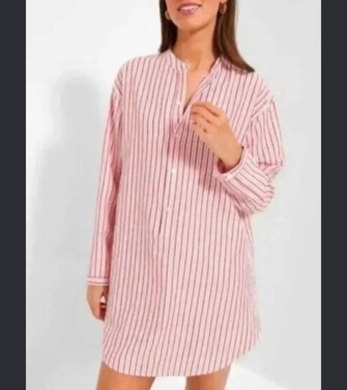 Pink Striped Button-Down Shirt Dress
