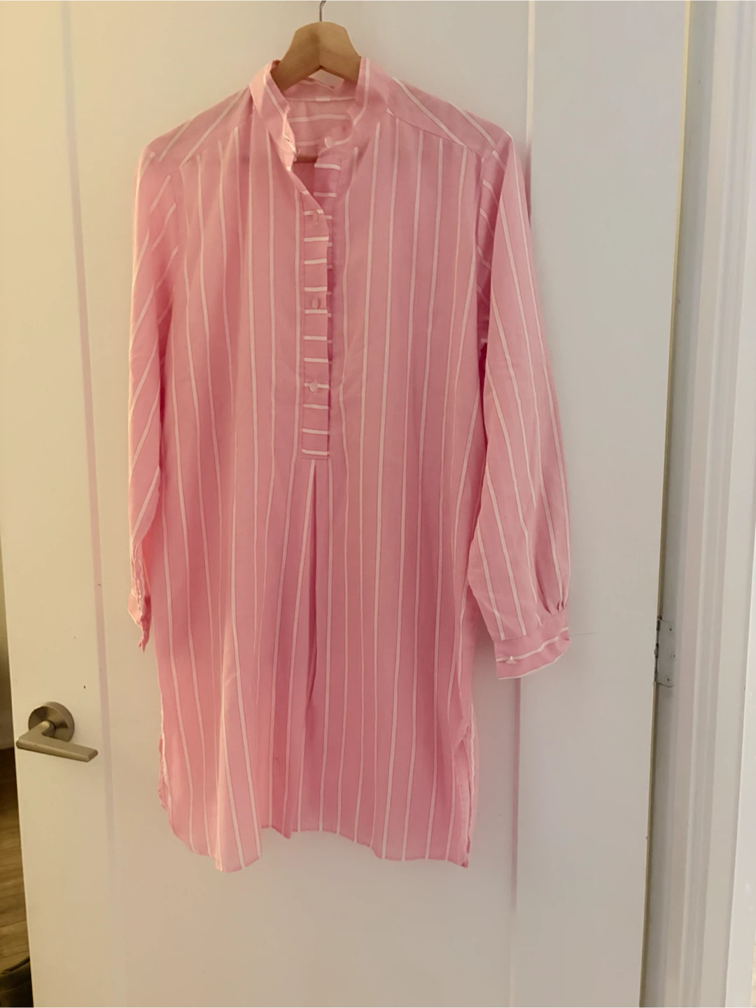 Pink Striped Button-Down Shirt Dress - photo 3