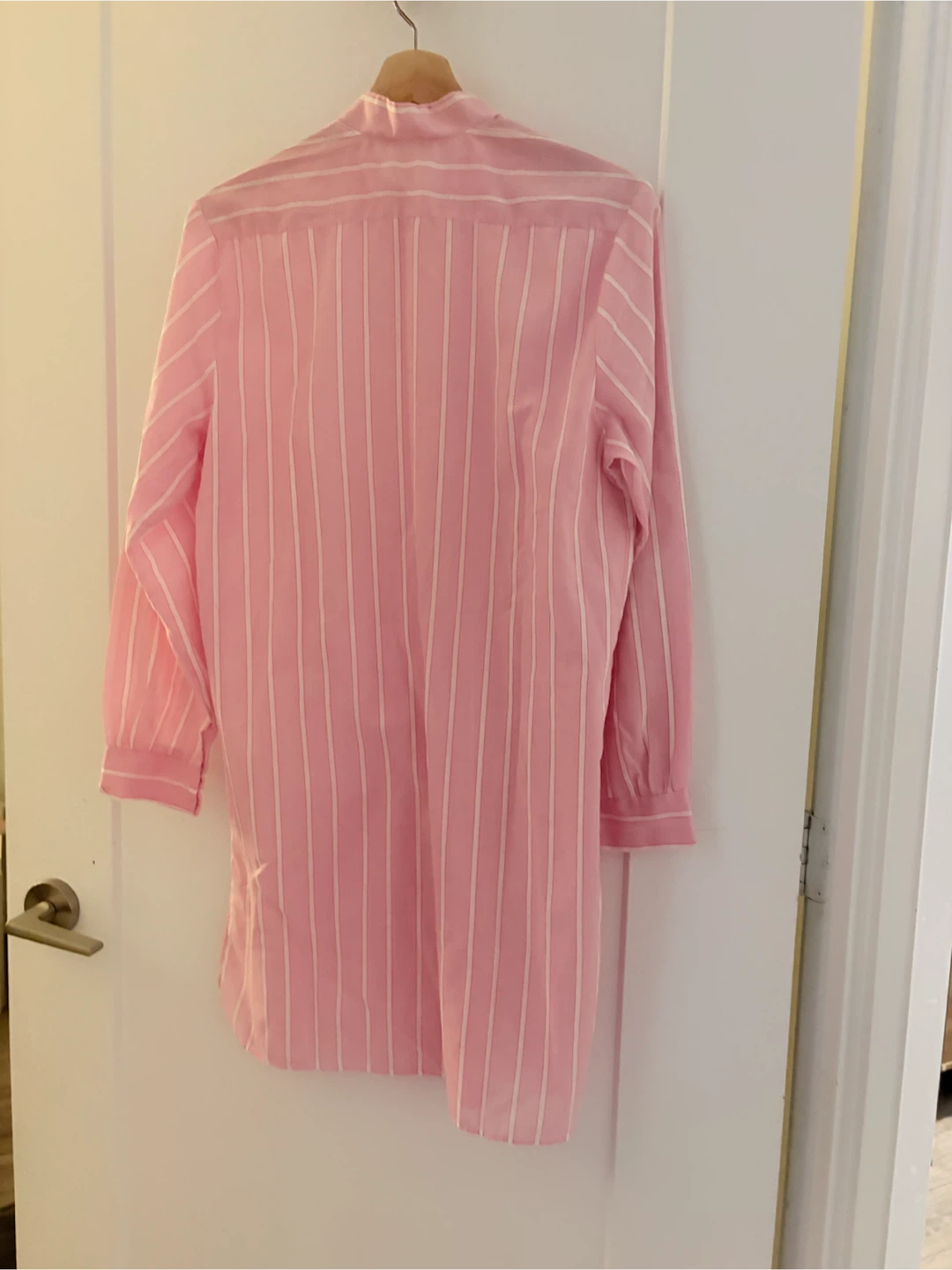 Pink Striped Button-Down Shirt Dress - photo 4