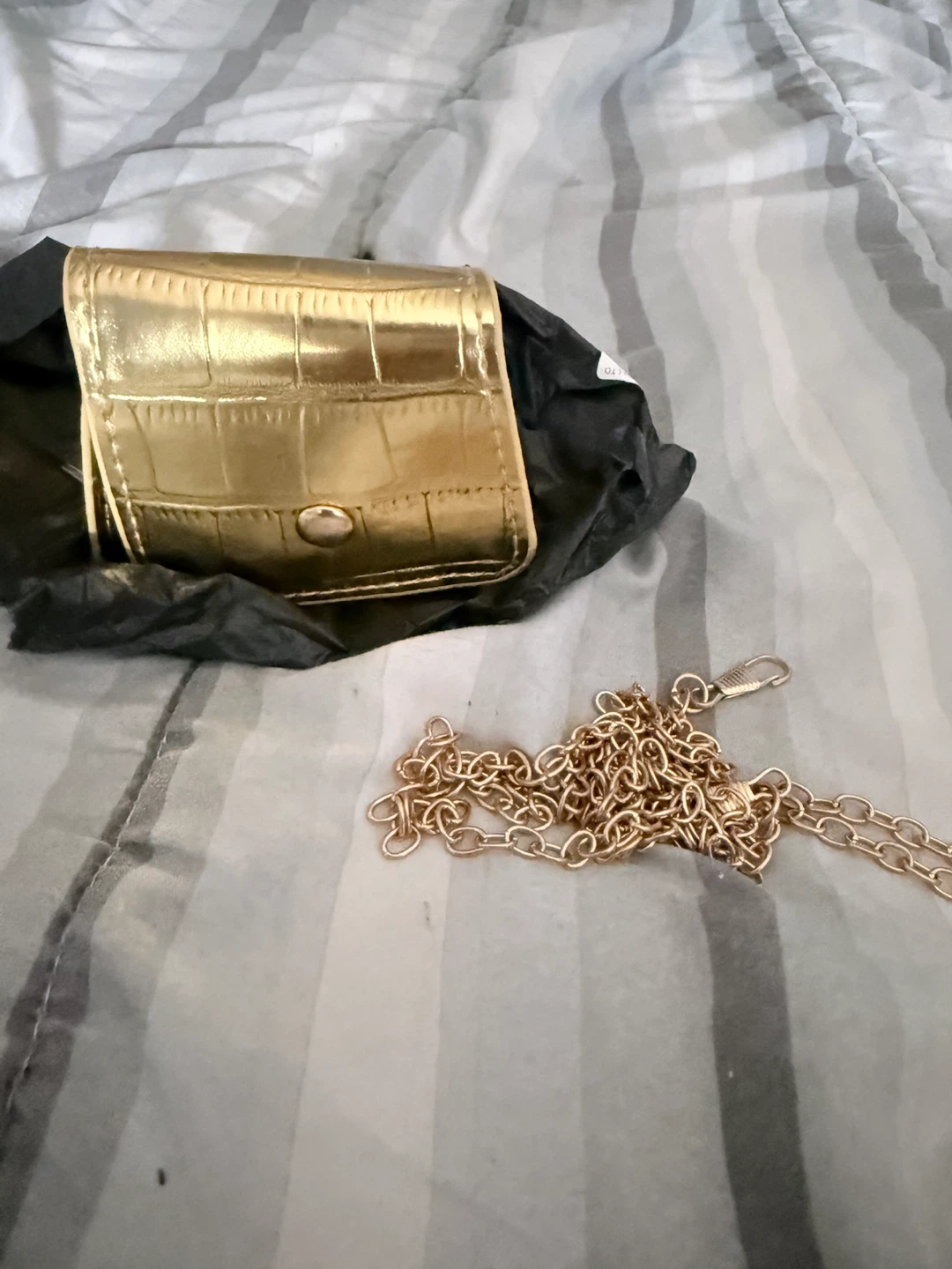 Gold Crocodile Pattern Mini Bag - photo 2