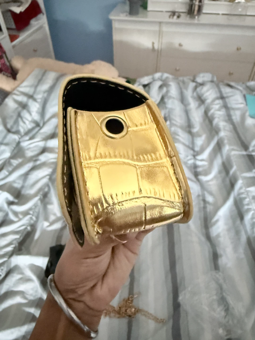 Gold Crocodile Pattern Mini Bag - photo 3