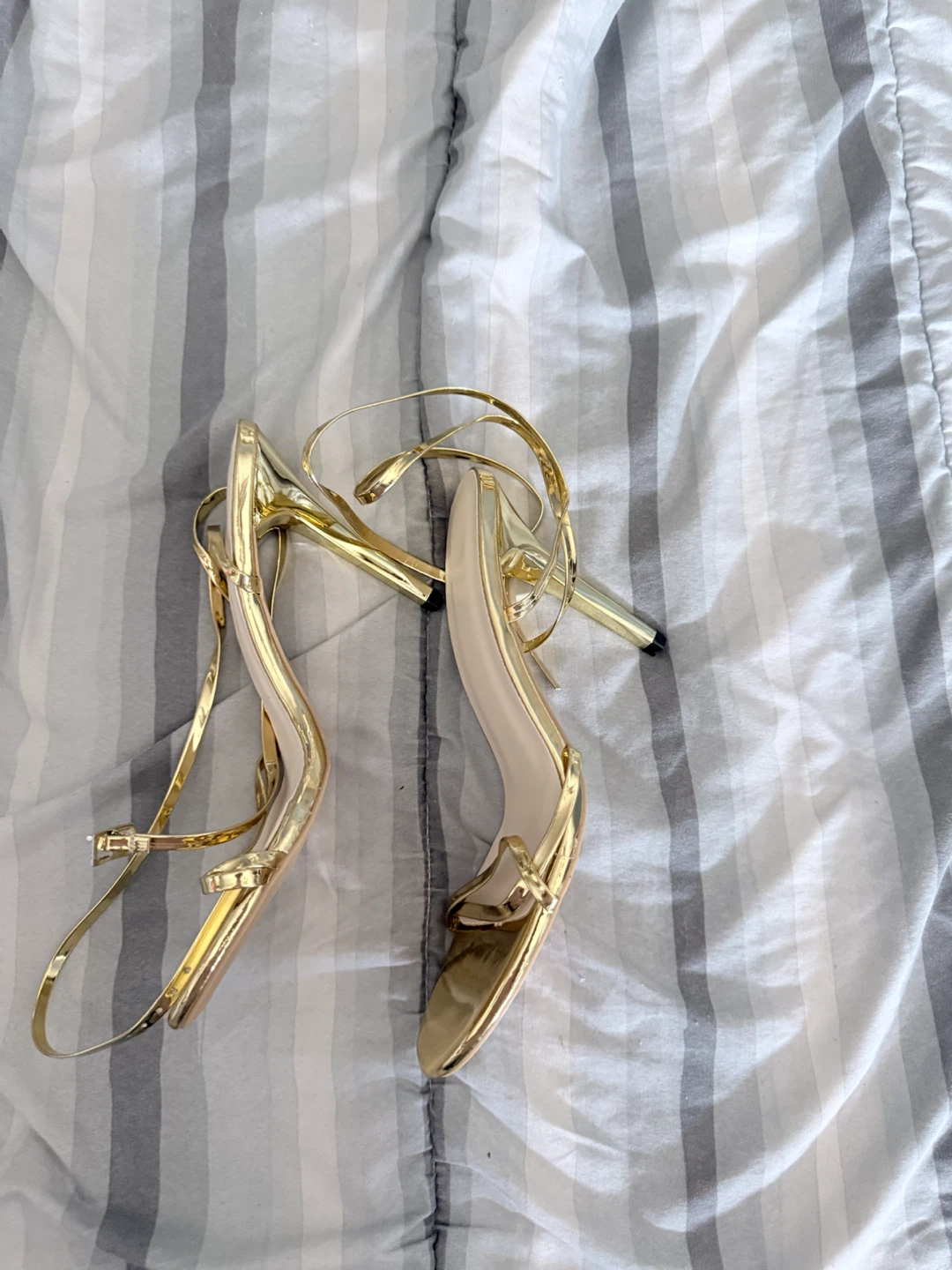 Gold Stiletto Ankle-Strap Sandals - photo 2