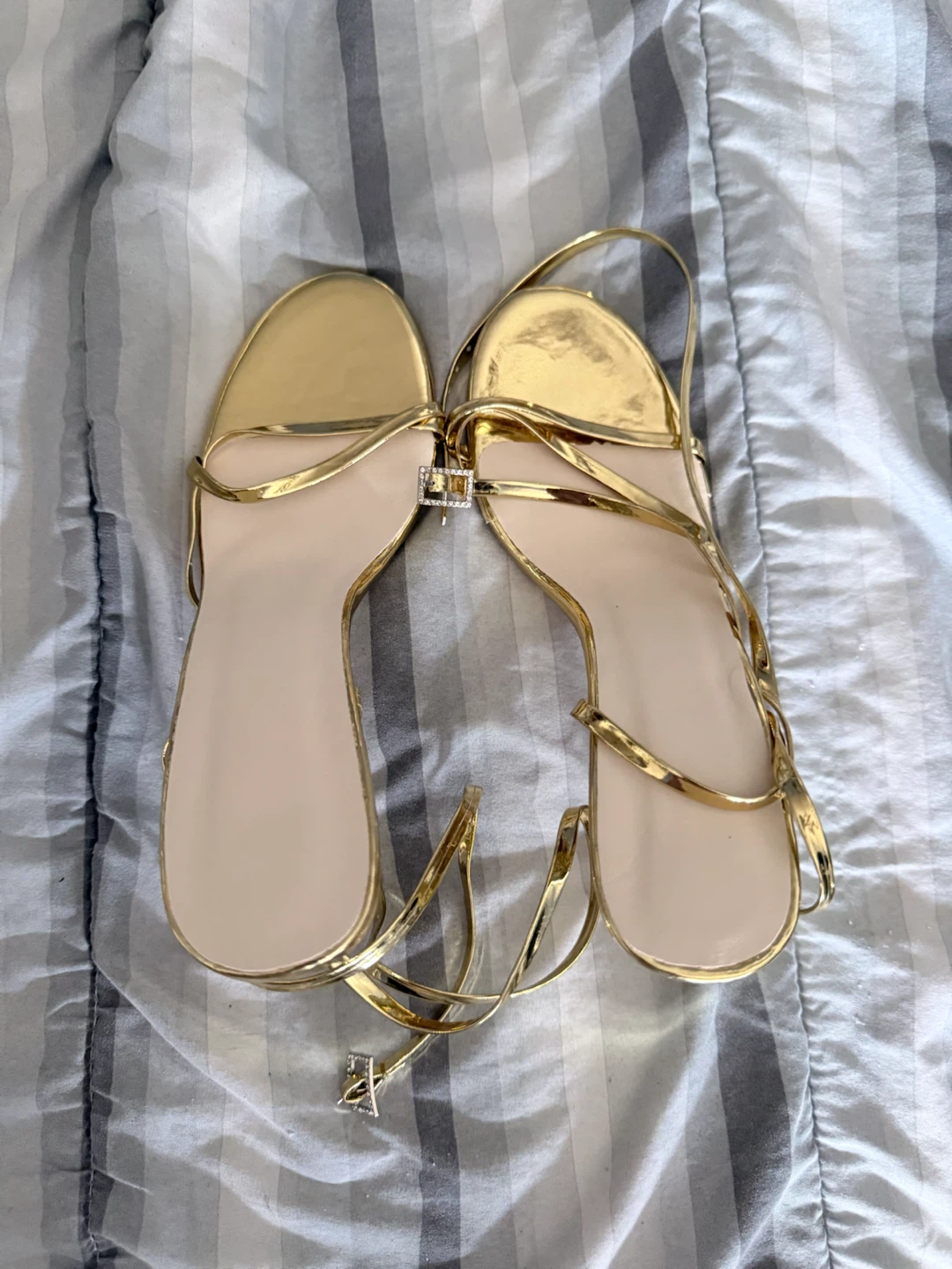 Gold Stiletto Ankle-Strap Sandals - photo 4