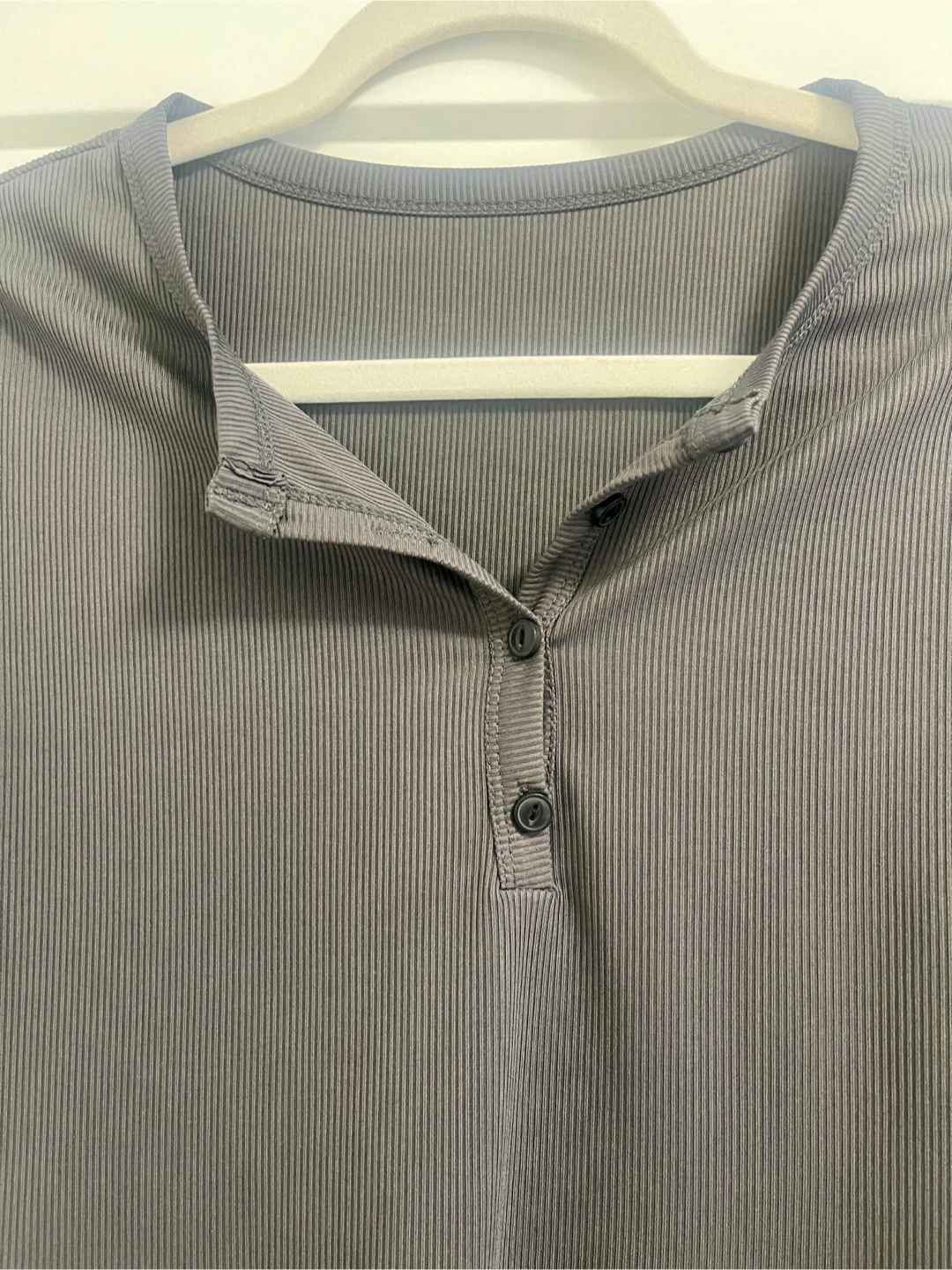 Grey Ribbed Long-Sleeve Bodysuit - photo 3