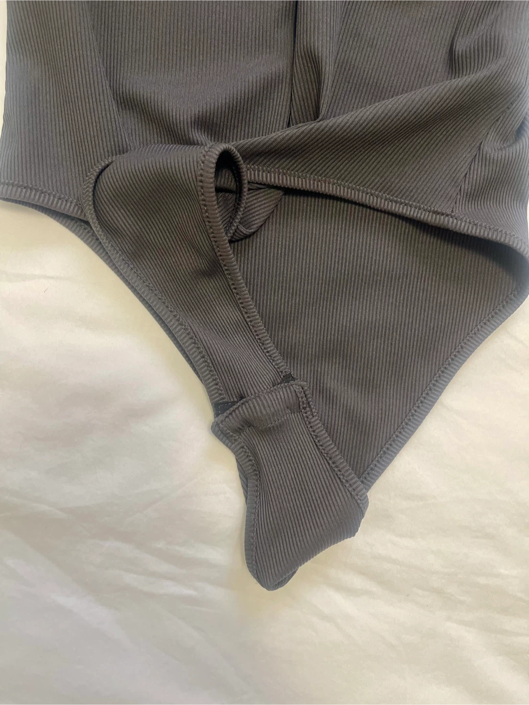 Grey Ribbed Long-Sleeve Bodysuit - photo 5