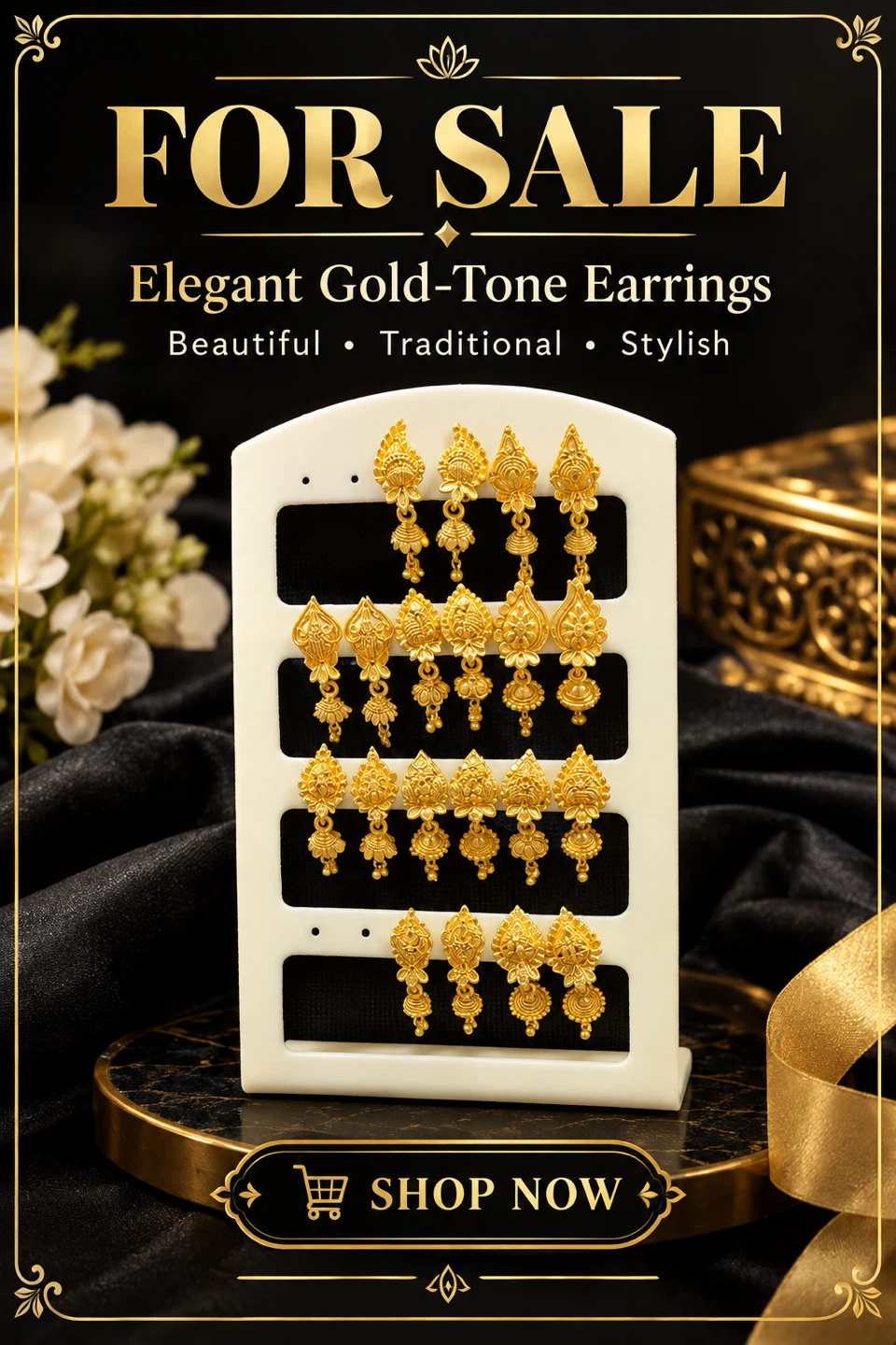 Set of Elegant Gold-Tone Earrings