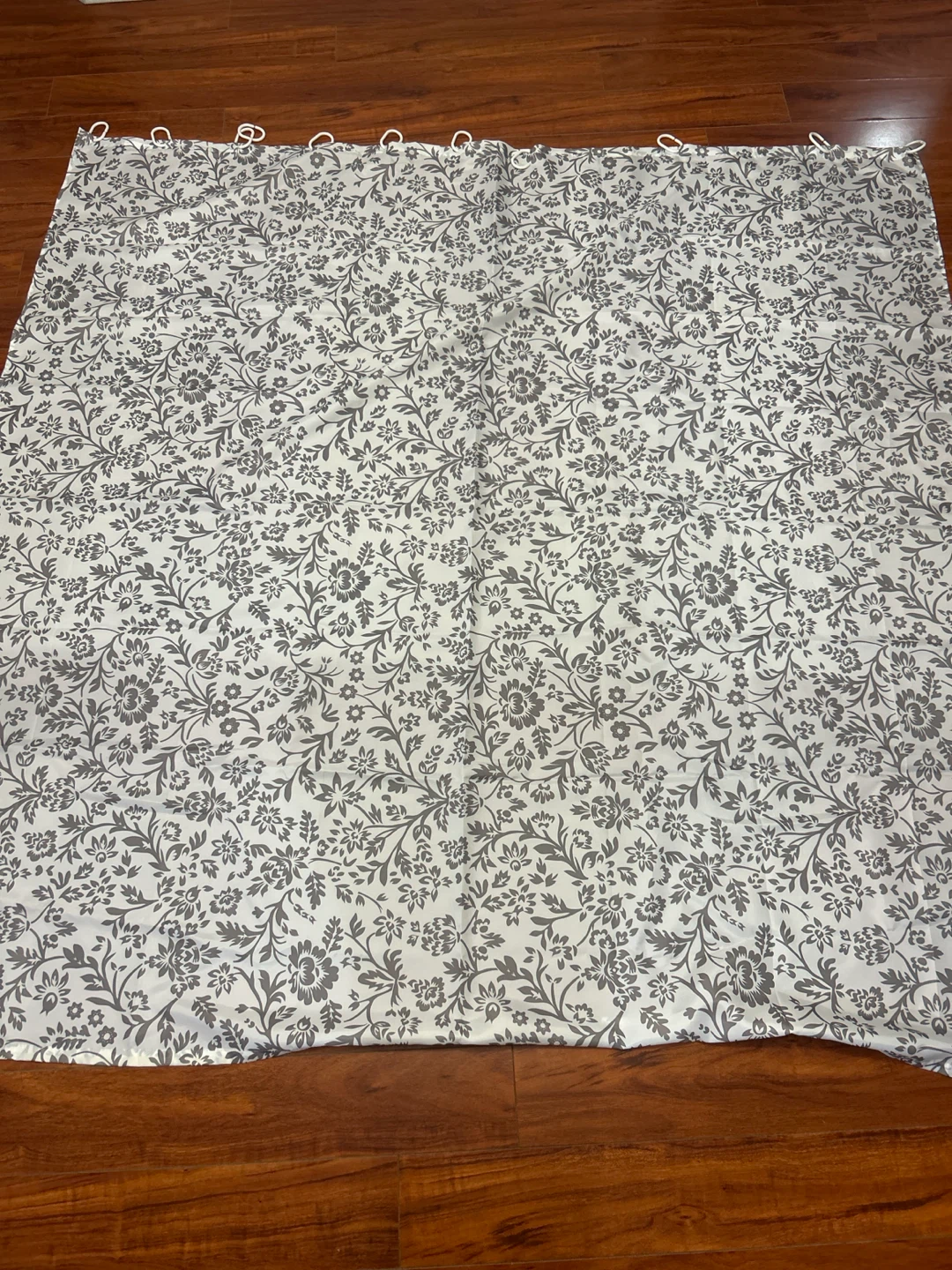 Grey and White Floral Shower Curtain