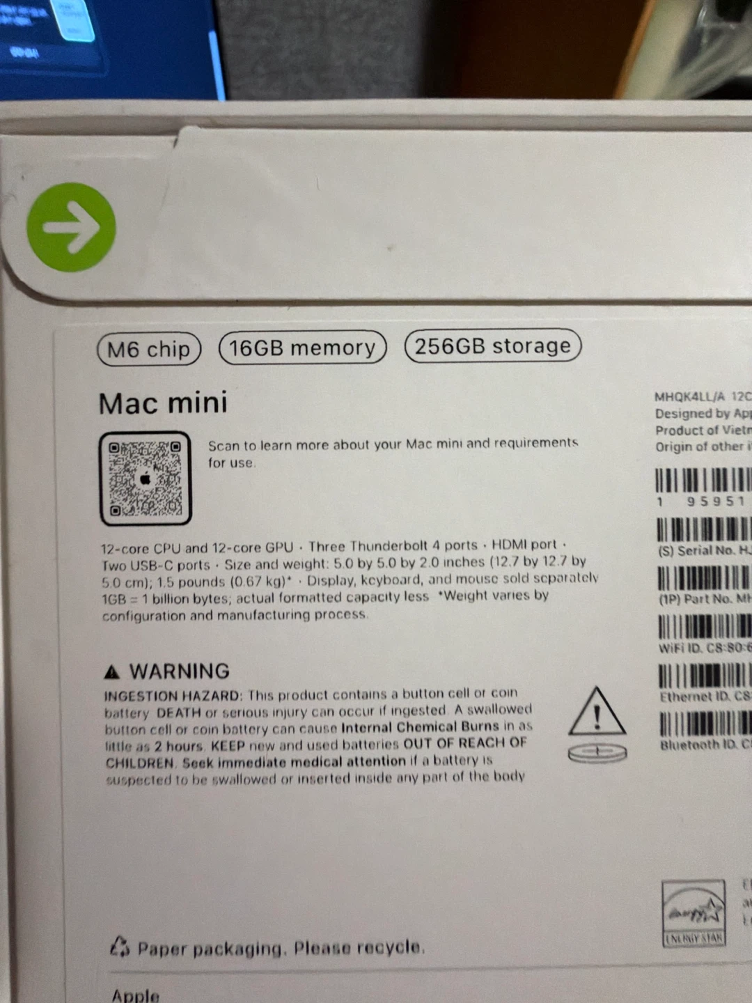 Apple Mac mini M6 Chip 16GB RAM 256GB SSD - photo 2