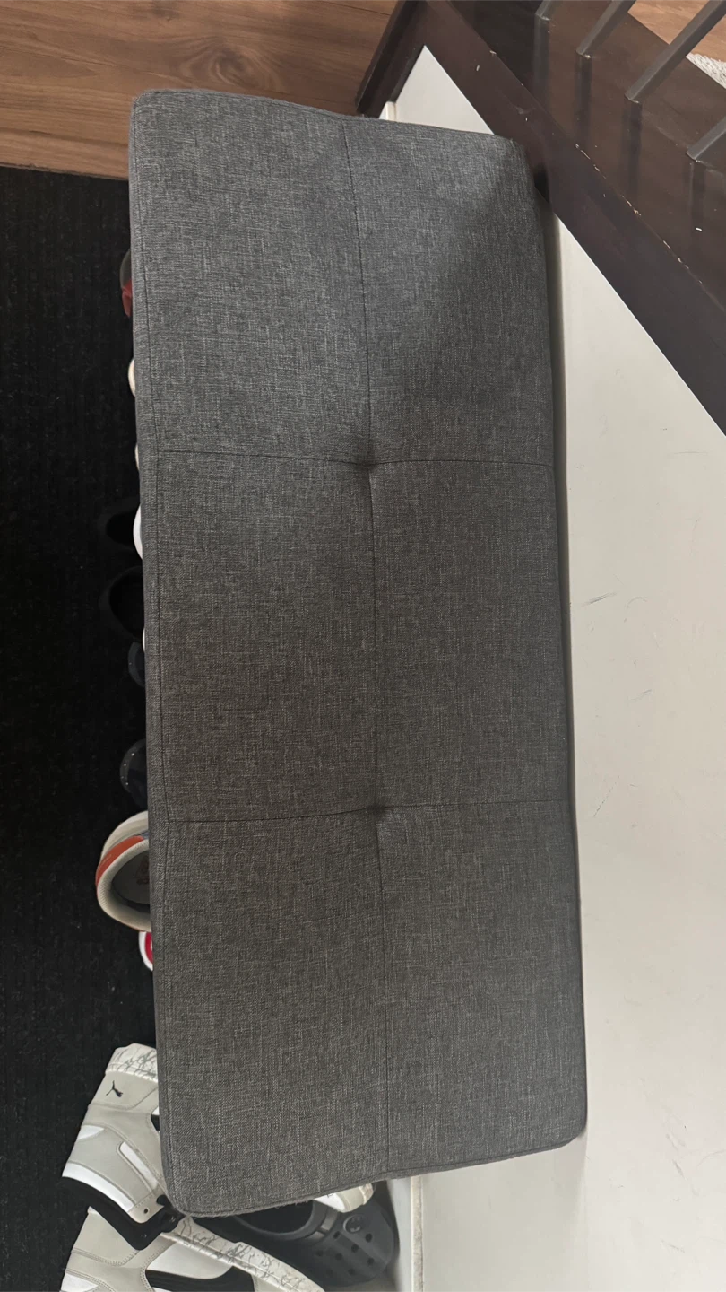 Grey Upholstered Shoe Storage Bench - 2 shelves - photo 2