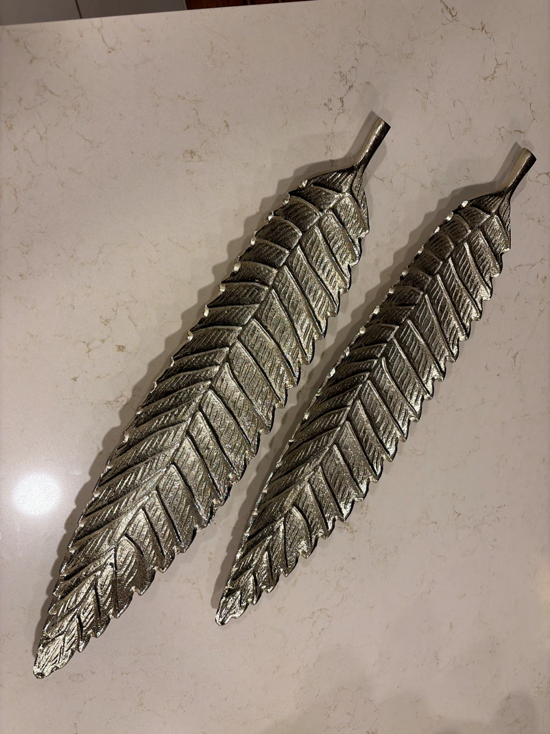 Set of Two Decorative Leaf Trays