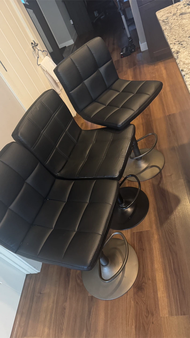 Set of 3 Black Swivel Bar Stools