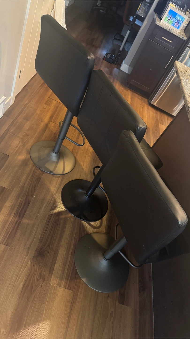 Set of 3 Black Swivel Bar Stools - photo 2