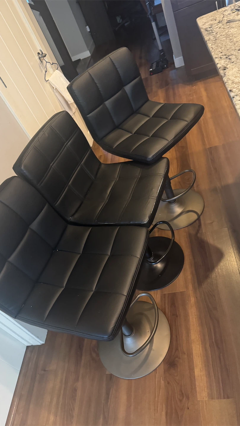 Set of 3 Black Swivel Bar Stools - photo 3