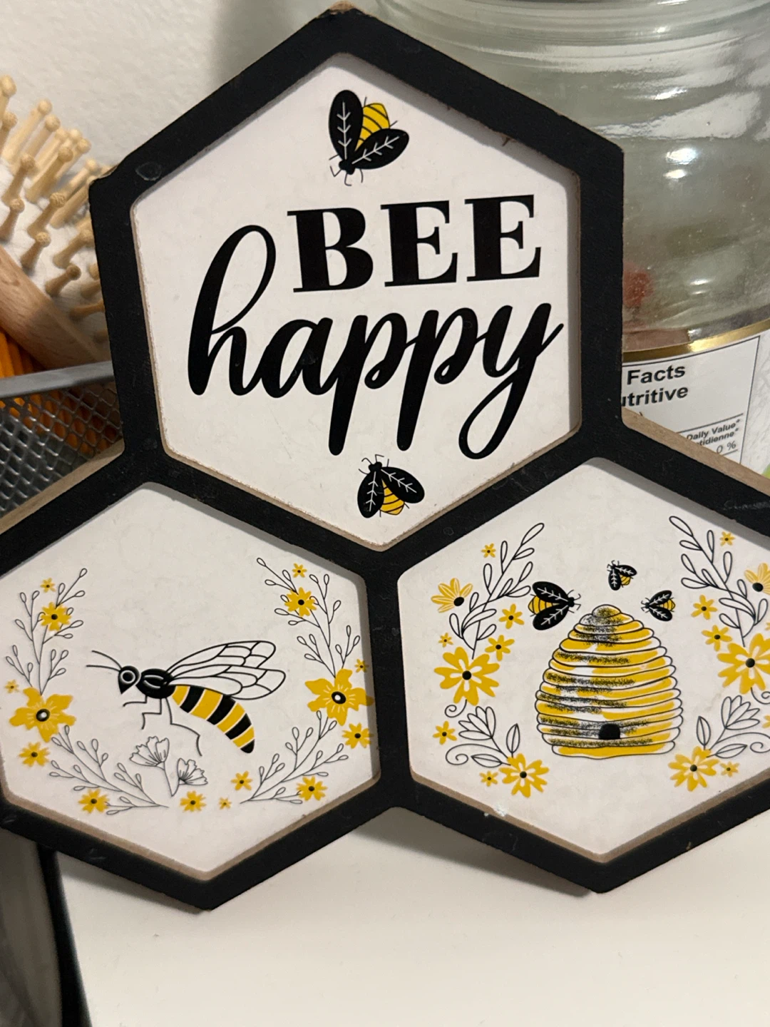 Bee Happy Honeycomb Wall Decor