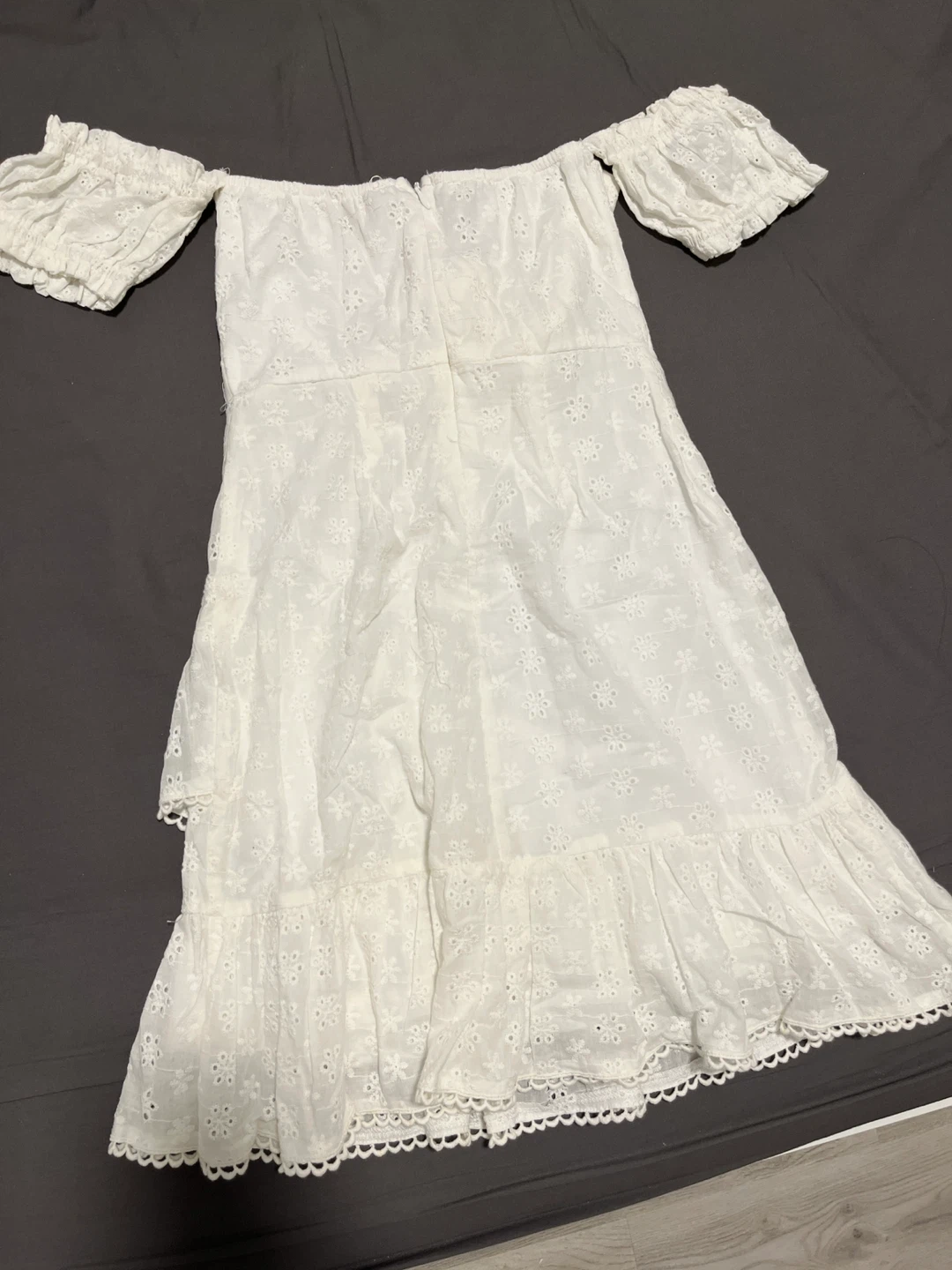 Fashion Nova White Eyelet Off-Shoulder Mini Dress — Size XS - photo 3