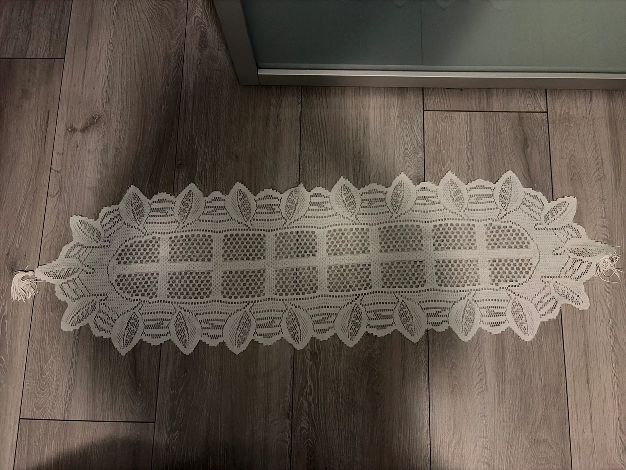 White Vintage-Style Crochet Table Runner
